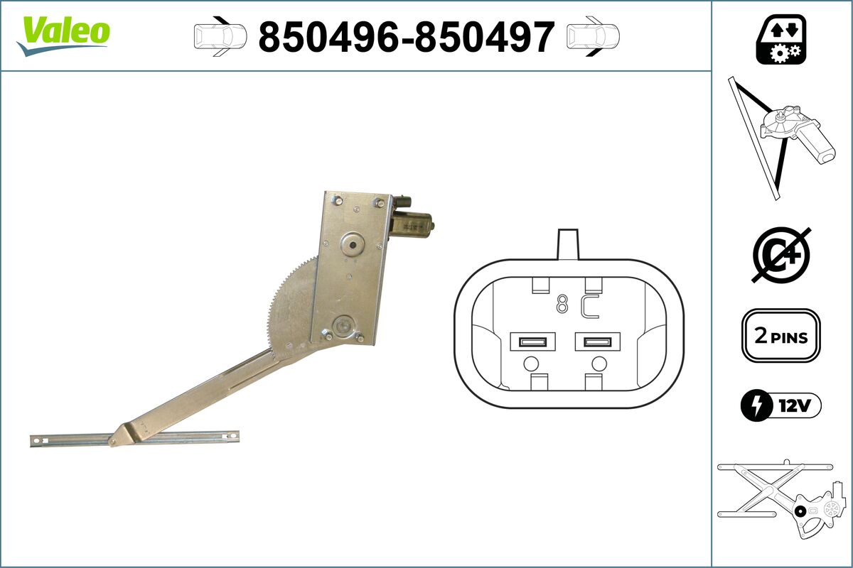 Mecanism actionare geam 850496 VALEO